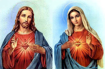 Picture of the Sacred Heart of jesus and the Immaculate Heart of Mary