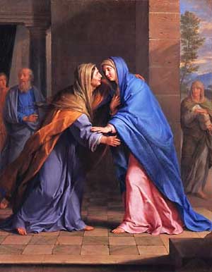Picture of the Blessed Virgin Mary and her cousin Elizabeth in the Visitation by Philippe de Champagne courtesy of Wikipedia