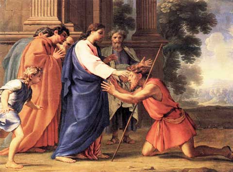 Painting of Christ Healing the Blind Man by Eustache Le Sueur courtesy of Wikipedia