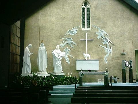 Picture of the Altar Scupture in the Apparition Chapel at Knock courtesy of Wikipedia